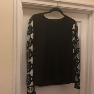 Black Blouse with snake print sleeves